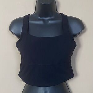 Glowmode Black Cross Back Active Cropped Tank Top Sports Bra
